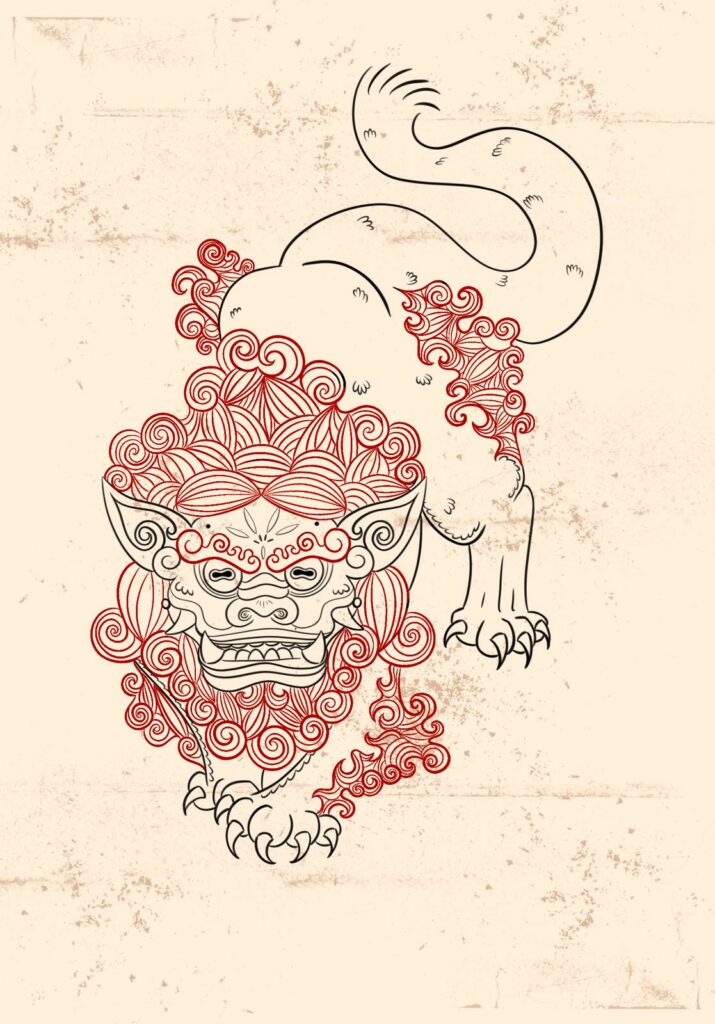 tatouages et illustrations fu dog